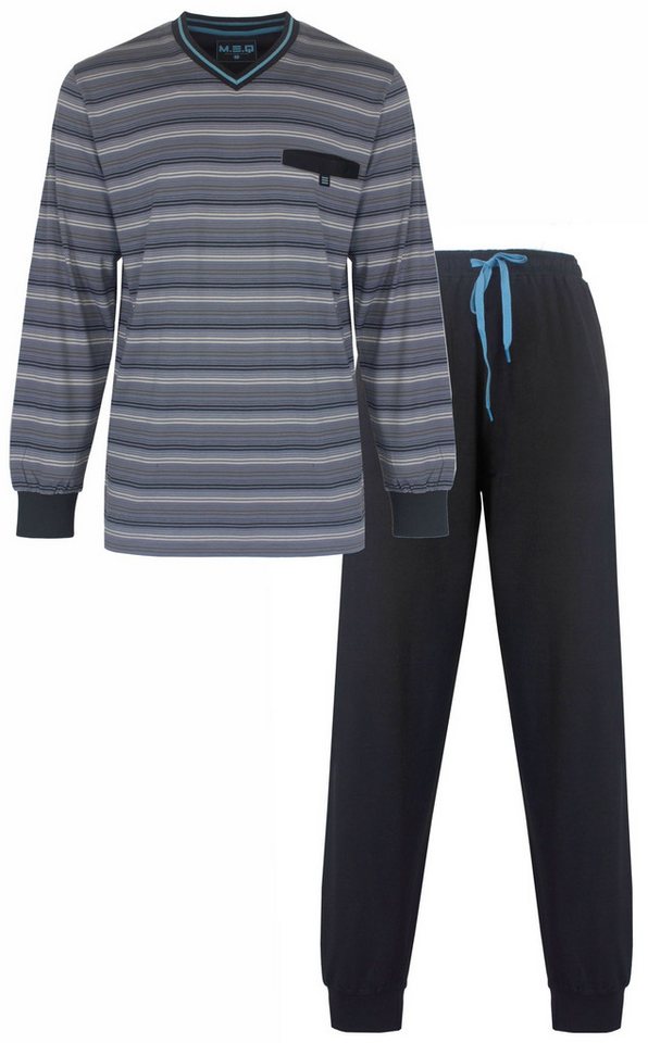 M.E.Q. Schlafanzug Herren Pyjama lang (2 tlg) Baumwolle von M.E.Q.