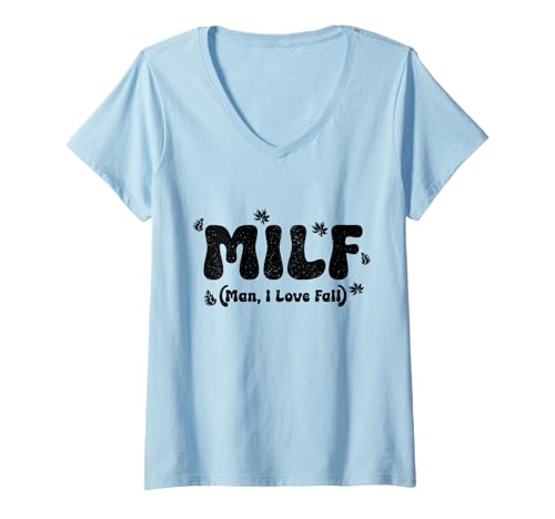 Damen M.I.L.F. Man I Love Herbst Lustiger Herbst T-Shirt mit V-Ausschnitt von M.I.L.F. - Man I Love Fall