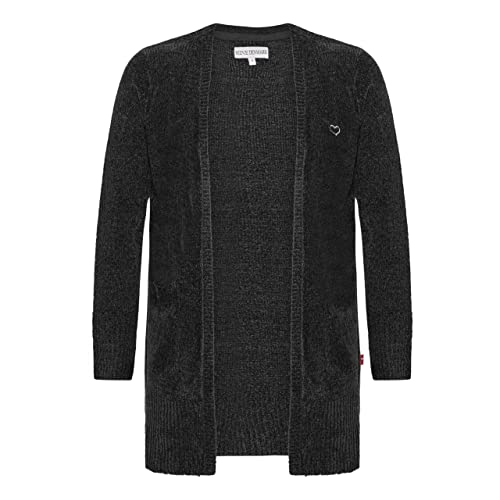 M.I.N.E DENMARK Kurze Damen Strickjacke - feiner Cardigan für Frauen Plussize, Farben:Black, US-Sizes:L von M.I.N.E DENMARK