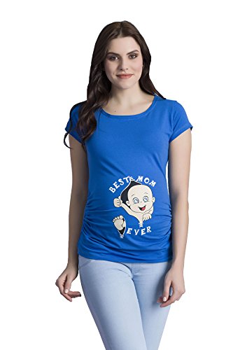 Best Mom Ever - Lustige witzige süße Umstandsmode mit Motiv Umstandsshirt für die Schwangerschaft T-Shirt Schwangerschaftsshirt, Kurzarm (Dunkelblau, X-Large) von M.M.C.