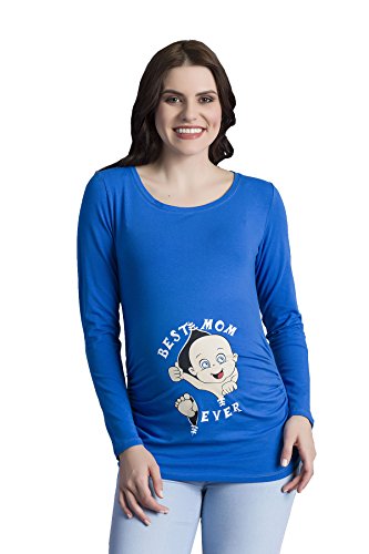 Best Mom Ever - Umstandsmode Umstandsshirt mit Motiv Sweatshirt Schwangerschaftsshirt für die Schwangerschaft, Langarm (Dunkelblau, Medium) von M.M.C.