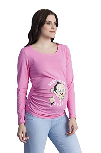 Best Mom Ever - Umstandsmode Umstandsshirt mit Motiv Sweatshirt Schwangerschaftsshirt für die Schwangerschaft, Langarm (Rosa, X-Large) von M.M.C.