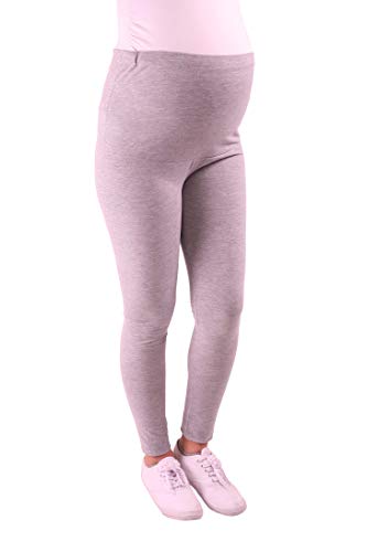 Bequeme Umstandsleggings für den Alltag und Sport Schwanger Damen Schwangerschafts-Leggings Umstandsmode (Hellgrau, Medium) von M.M.C.