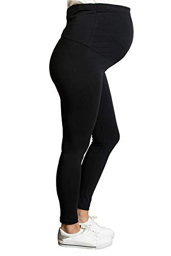 Bequeme Umstandsleggings für den Alltag und Sport Schwanger Damen Schwangerschafts-Leggings Umstandsmode (Schwarz, Medium) von M.M.C.