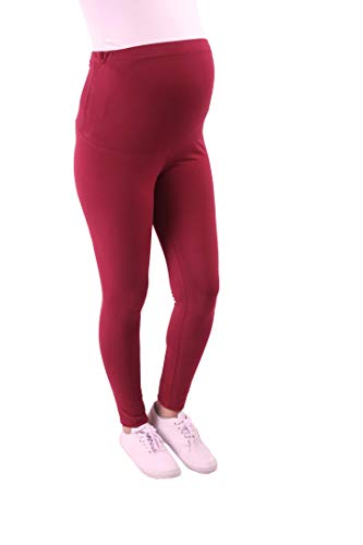 Bequeme Umstandsleggings für den Alltag und Sport Schwanger Damen Schwangerschafts-Leggings Umstandsmode (Weinrot, Medium) von M.M.C.