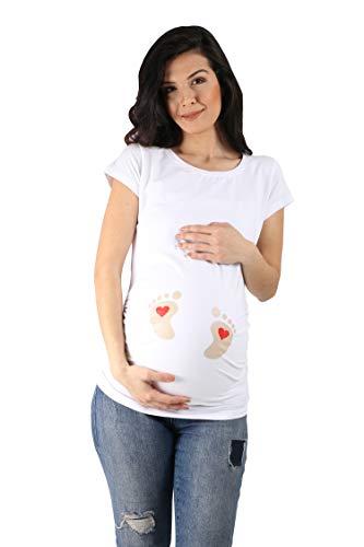 Lustige witzige süße Umstandsmode mit Motiv Umstandsshirt für die Schwangerschaft T-Shirt Schwangerschaftsshirt I Love You Kurzarm 