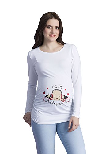 Hallo Lieblingsmensch - Umstandsmode Umstandsshirt mit Motiv Sweatshirt Schwangerschaftsshirt für die Schwangerschaft, Langarm (Weiß, Medium) von M.M.C.