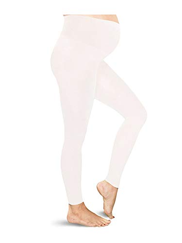 Komfortable Umstandsleggings für den Alltag und Sport Schwanger Damen Schwangerschafts-Leggings Umstandsmode (Weiß, Medium) von M.M.C.