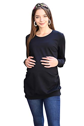 M.M.C. Freizeit Umstandspullover Damen Umstandsmode Schwangerschaft Mutterschaft Pulli Pullover Sweater Oberteil Langarm (Schwarz, Small) von M.M.C.