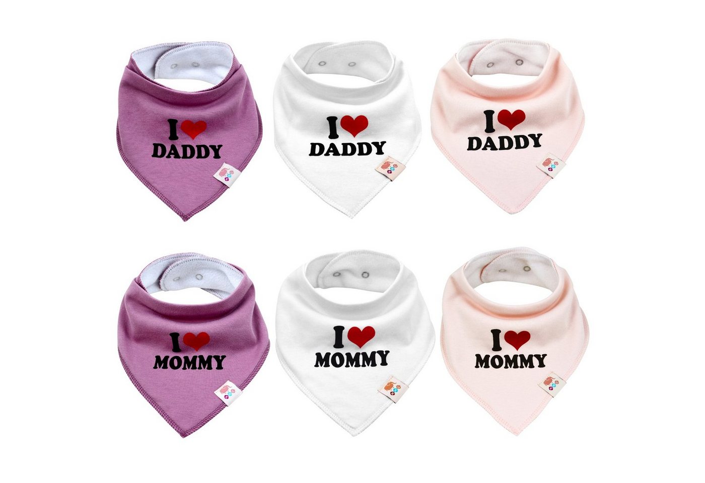 M.M.C. Lätzchen I Love Mommy Daddy Dreieckstücher, (6-St), Halstücher von M.M.C.