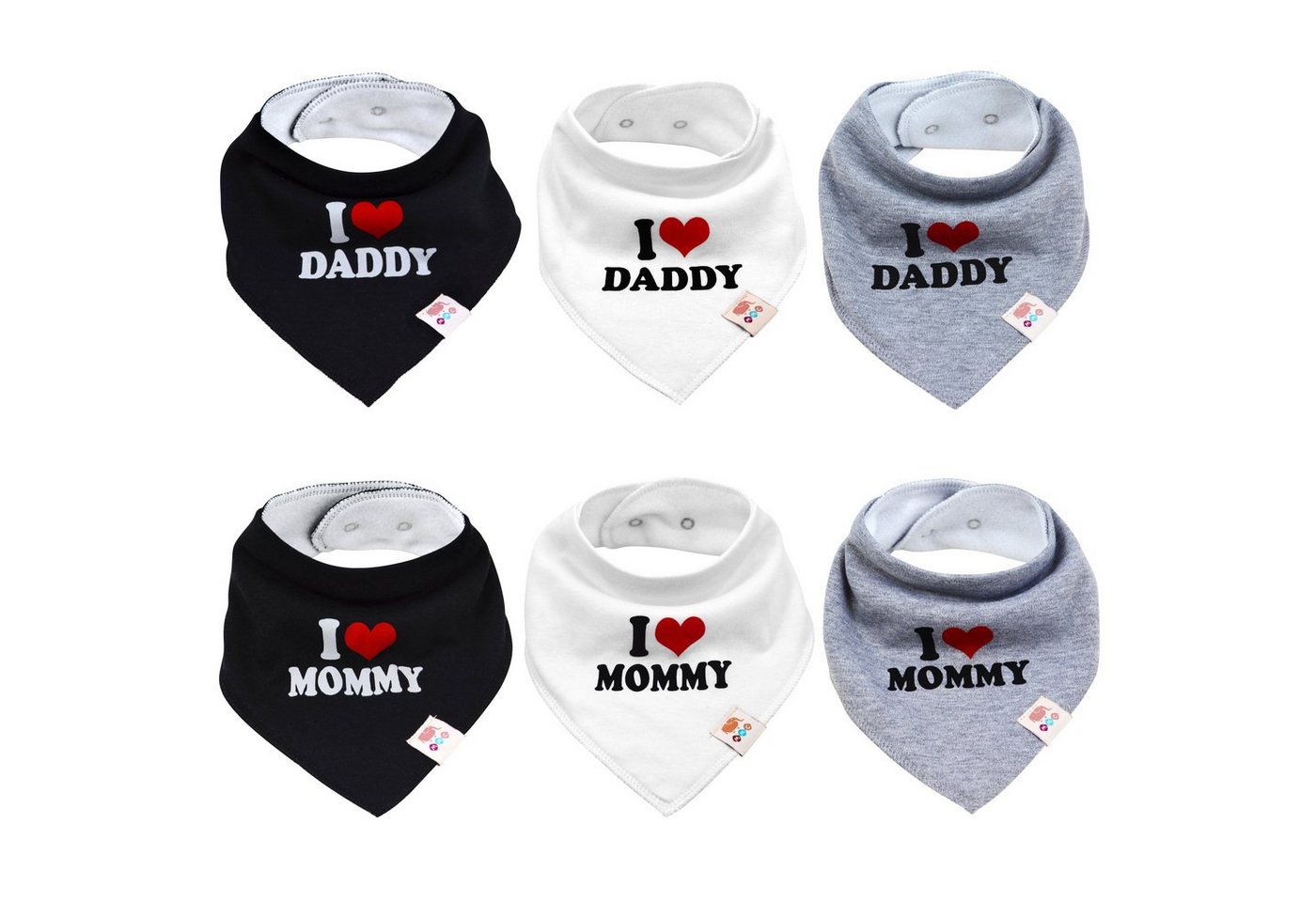 M.M.C. Lätzchen I Love Mommy Daddy Dreieckstücher, (6-St), Halstücher von M.M.C.