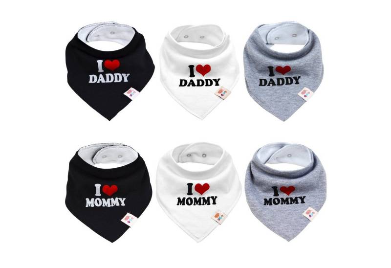 M.M.C. Lätzchen I Love Mommy Daddy Dreieckstücher, (6-St), Halstücher von M.M.C.