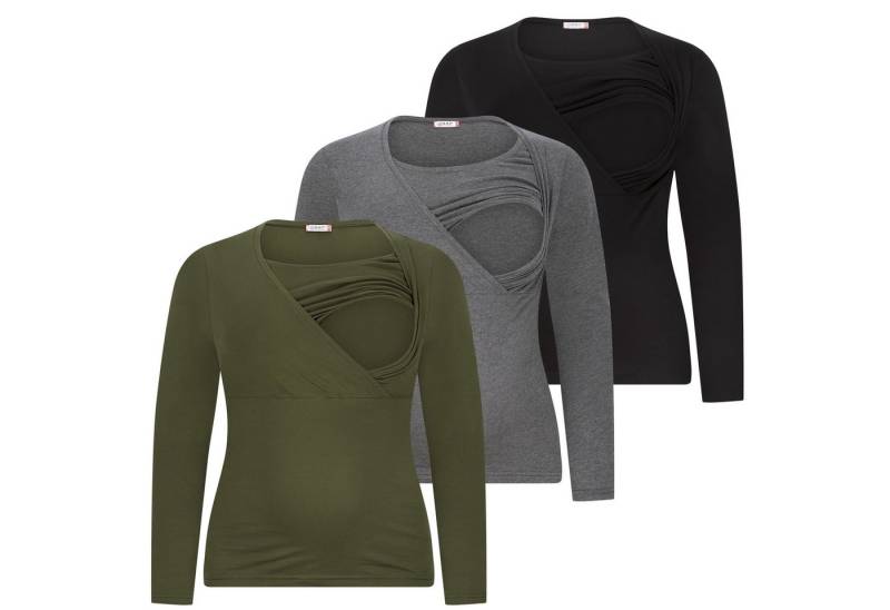 M.M.C. Stillshirt Langarm Umstandsshirt 3er Set Stillmode (3-tlg) Umstandsmode von M.M.C.