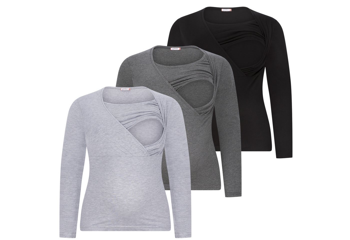 M.M.C. Stillshirt Langarm Umstandsshirt 3er Set Stillmode (3-tlg) Umstandsmode von M.M.C.
