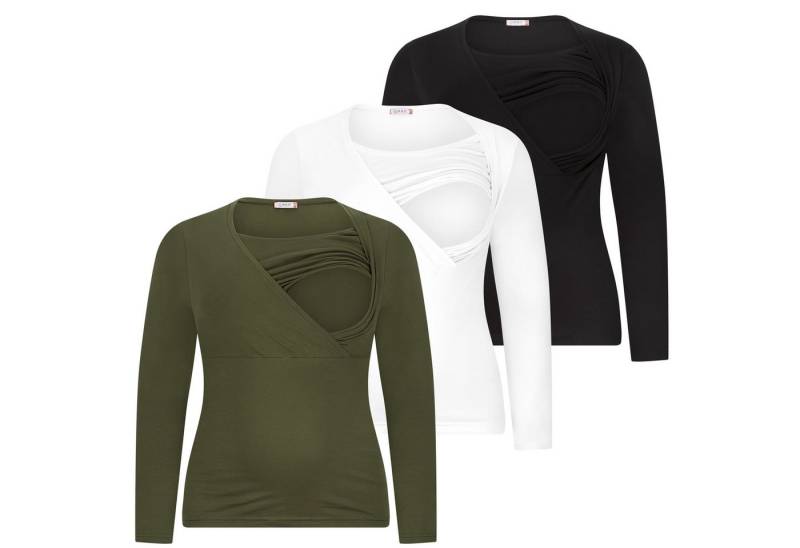 M.M.C. Stillshirt Langarm Umstandsshirt 3er Set Stillmode (3-tlg) Umstandsmode von M.M.C.