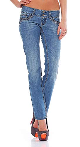 M.O.D - Damen Jeans Sommerjeans Larissa Straight perama Blue (W32/L32) von M.O.D