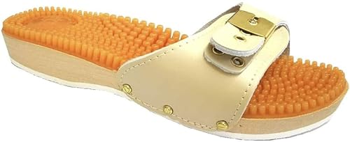 M.a.u.r.i. Clogs – Damen-Hausschuhe aus Holz mit Schnalle, Modell PIOLI – Sand – Made in Italy, beige, 38 EU von M.a.u.r.i.