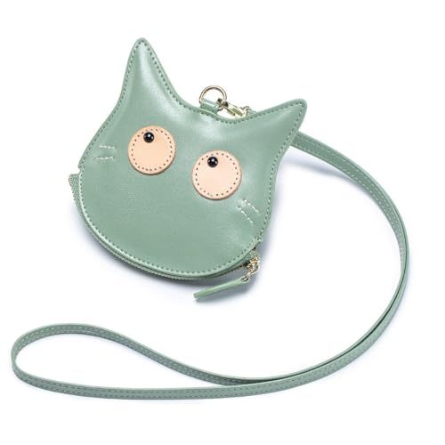 Geldbörse aus echtem Leder für Damen, Fuchs-Form, Münztasche, Kreditkarten-Geldbörse, Grün von M.lemo925