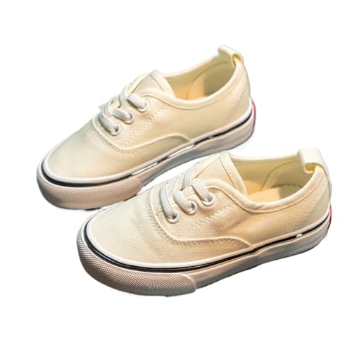 Kinder-Sneaker aus Segeltuch für Mädchen und Jungen, elastische Schnürung, klassisch, lässig, Wanderschuhe für Kleinkinder, kleine und große Kinder, Beige, 27.5 EU von M.lemo925