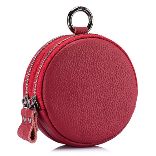 Kopfhörer-Etui, Schlüsseletui, echtes Leder, Mini-Münzgeldbörse, Lippenstift-Tasche mit Aufhänger, Rot/Ausflug, einfarbig (Getaway Solids) von M.lemo925