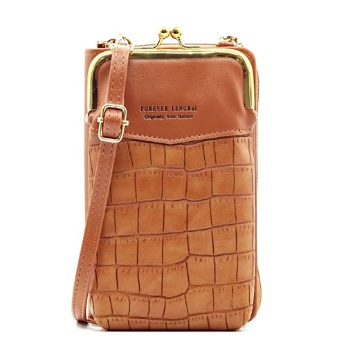 M.lemo925 Crossbody-Handytasche für Damen, Krokodilleder, Metallrahmen, Clutch, Geldbörse, Damen, Crossbody, Mini-Handtaschen, hautfarben von M.lemo925