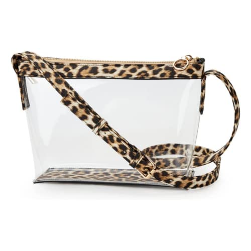 M.lemo925 Crossbody Puse Tasche für Frauen, Stadion-genehmigt, transparente Tasche, Ledergeldbörse für Konzerte, Sportveranstaltungen, Festivals, Leopard von M.lemo925