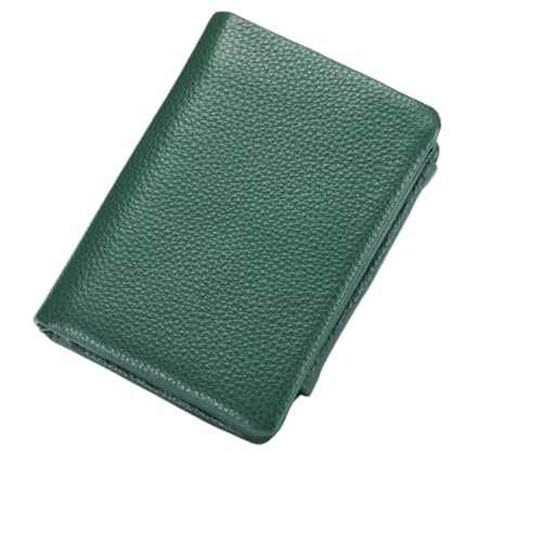 M.lemo925 Dreifach gefaltete Geldbörse für Damen, kompakte Geldbörse aus echtem Leder mit Münzfach mit Reißverschluss, Grün von M.lemo925
