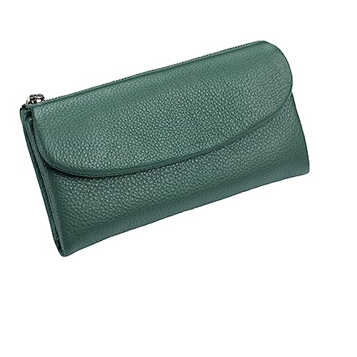 M.lemo925 Echtes Leder Lange Geldbörse für Frauen Kreditkarte Halter Brieftasche Telefon Halter Clutch Tasche, Grün von M.lemo925