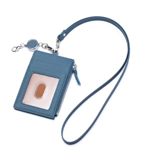 M.lemo925 Geldbörse aus echtem Leder, Ausweishalter, Kreditkartenetui mit Reißverschlussfach für Münzen, Blau von M.lemo925