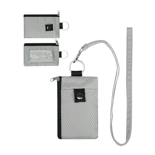 M.lemo925 Geldbörse mit doppeltem Reißverschluss für RFID-blockierend, Unisex, Nylon, klein, mit Kreditkartenfach, Hellgrau von M.lemo925