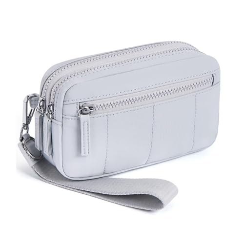 M.lemo925 Handgelenktasche für Damen, kleine Crossbody-Tasche mit RFID-blockierendem Kartenhalter, 4 Reißverschlusstaschen, Handy-Tasche, GRAU von M.lemo925