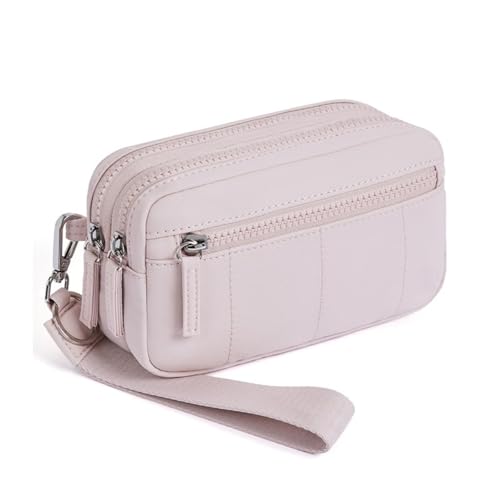 M.lemo925 Handgelenktasche für Damen, kleine Crossbody-Tasche mit RFID-blockierendem Kartenhalter, 4 Reißverschlusstaschen, Handy-Tasche, It Pink von M.lemo925