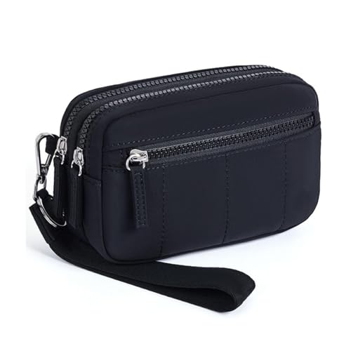 M.lemo925 Handgelenktasche für Damen, kleine Crossbody-Tasche mit RFID-blockierendem Kartenhalter, 4 Reißverschlusstaschen, Handy-Tasche, Schwarz von M.lemo925