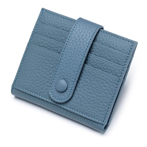 M.lemo925 Kleine Geldbörse aus echtem Leder für Damen und Herren, Kreditkartenhalter, schmale Vordertasche, Blau von M.lemo925