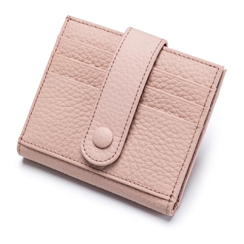 M.lemo925 Kleine Geldbörse aus echtem Leder für Damen und Herren, Kreditkartenhalter, schmale Vordertasche, Pink von M.lemo925