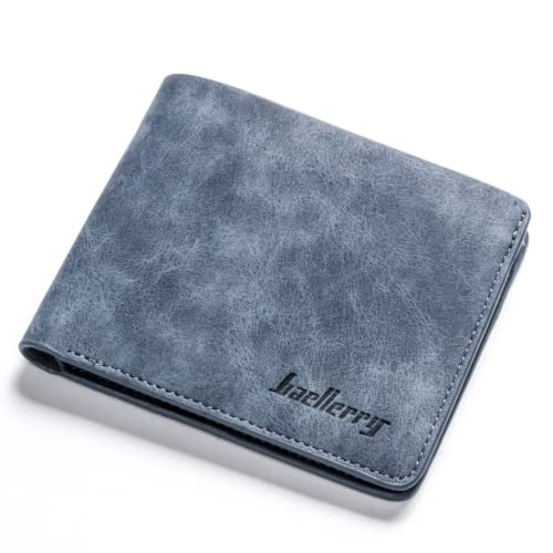 M.lemo925 Retro Geldbörse für Herren Leder Slim Wallet Front Pocket Minimalistisch, Blau-a von M.lemo925