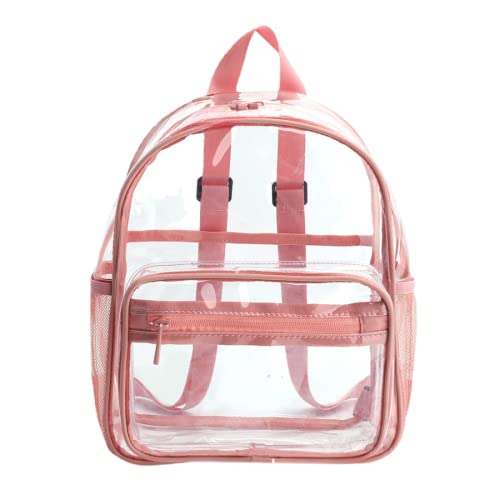 M.lemo925 Transparenter Rucksack, strapazierfähig, PVC, transparenter Rucksack für Damen, mit verstärkten Riemennähten, Pink von M.lemo925