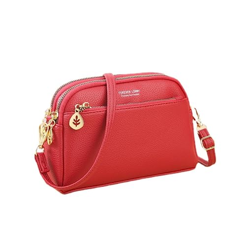 M.lemo925 Umhängetasche für Damen, kleine Mini-Leder-Handtasche, Damen, Handytasche, Mädchen, rot von M.lemo925