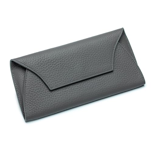 M.lemo925 Umschlag Brieftasche Geldbörse für Frauen Echtes Leder Kreditkartenhalter Schlanke Brieftasche Clutch Tasche, GRAU von M.lemo925