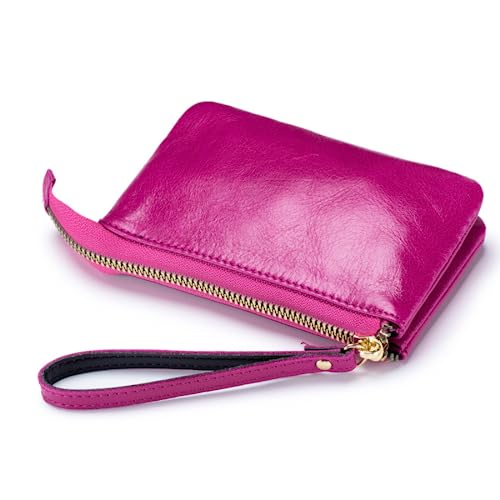 Münzgeldbörse für Damen, echtes Leder, Herren, Reißverschluss, kleine Kleingeldtasche, Handgelenktasche, Clutch-Geldbörse, Rose von M.lemo925