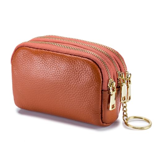 Münzgeldbörse für Damen, echtes Leder, kleine Kleingeldtasche, Schlüsselanhänger, Geldbörse, Clutch, Tu Gelb von M.lemo925