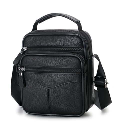 Umhängetasche für Herren, 100 % echtes Leder, Umhängetasche mit Tragegriff oben, Business-Tasche, Kuriertasche, schwarze Handtasche, 241, 23X8X27CM von M.lemo925