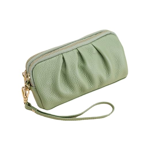 Wristlet Geldbörse für Frauen Echtes Leder Handy Clutch Geldbörse Reißverschluss Münzbeutel Tasche, Grün von M.lemo925