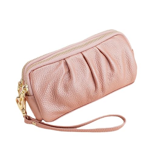 Wristlet Geldbörse für Frauen Echtes Leder Handy Clutch Geldbörse Reißverschluss Münzbeutel Tasche, Pink von M.lemo925