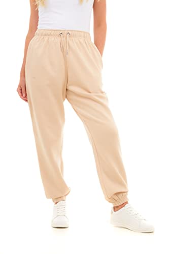 M17 Damen, Sweatpants Jogginghose, recycelt, übergroß, leger, mit Bündchen am Saum, elastische Yogahose, Workout-Trainingstaschen (XS, Stein), Stone von M17