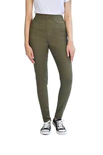 M17 Damen Women Ladies Trousers Pants with Pockets Denim Jeans Jeggings Skinny Fit Classic Casual Hose mit Taschen, Khaki, 22 von M17