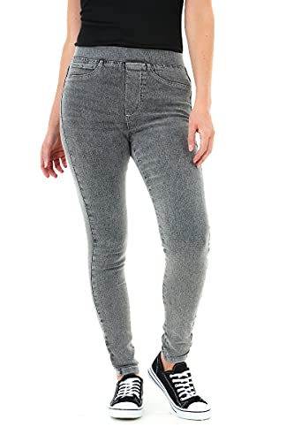 M17 Damen Women Ladies Trousers Pants with Pockets Denim Jeans Jeggings Skinny Fit Classic Casual Hose mit Taschen, Säureschwarz, 34 von M17