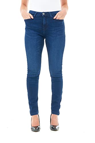 M17 Damen 5056242799627 Skinny Fit Jeans Denim Casual Klassische Baumwollhose Hose mit Taschen Reißverschluss (10, Mid Wash Blue), 10 von M17