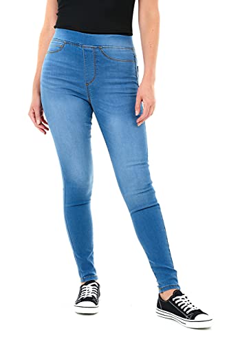 M17 Damen 5056242803539 Jeans Jeggings Skinny Fit Klassische lässige Baumwollhose Hose mit Taschen (10, Mid Wash Blue) von M17