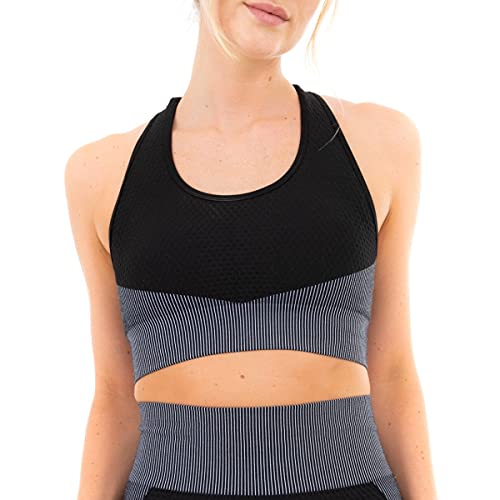 M17 Damen Bra Ladies Textured Panelling Sport-BH, Schwarz, XL von M17